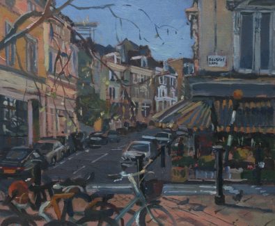 Plein air landscape painting of Belsize Village (SOLD)