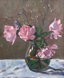 4 Pink Roses in a Glass Vase (10 x 12) £295.00
