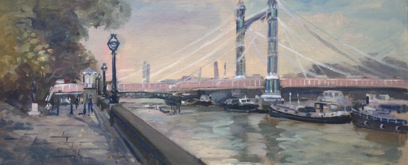 Albert Bridge Looking East, September Afternoon (10 x 24) £475
