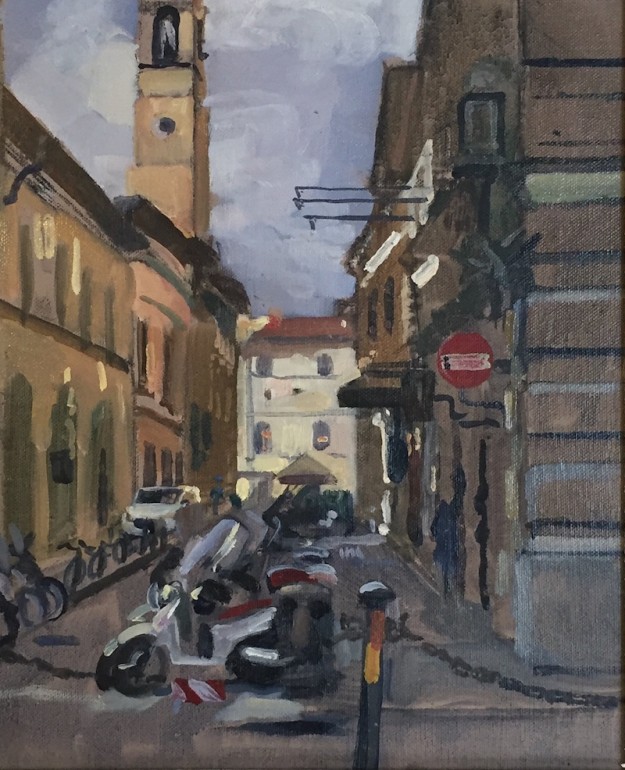 Scooter bay off Via Strozzi. Florence 10" x 12" £200 (AVAILABLE)