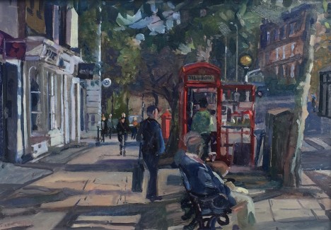 The Kiosk Coffee Vendor, Hampstead High Street, early October afternoon (10 x 12) £295