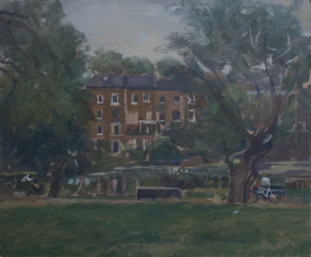 Hampstead Ponds with a bicycle (12 x 10) £295