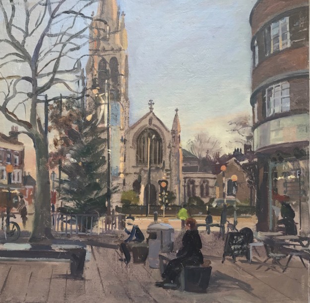 Muswell Hill Xmas Tree (12 x 12) £350 for single gilt frame £370 for double gilt detail