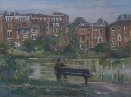 Seated Figure Overlooking Hampstead Ponds (12 x 16) SOLD
