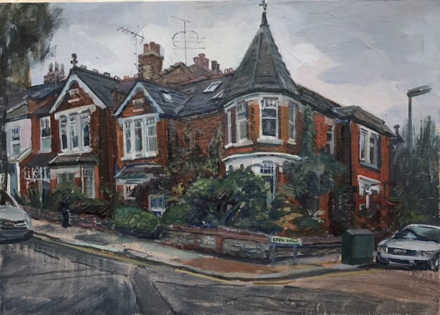Turreted House Muswell Hill. mid October afternoon (10 x 14) £325