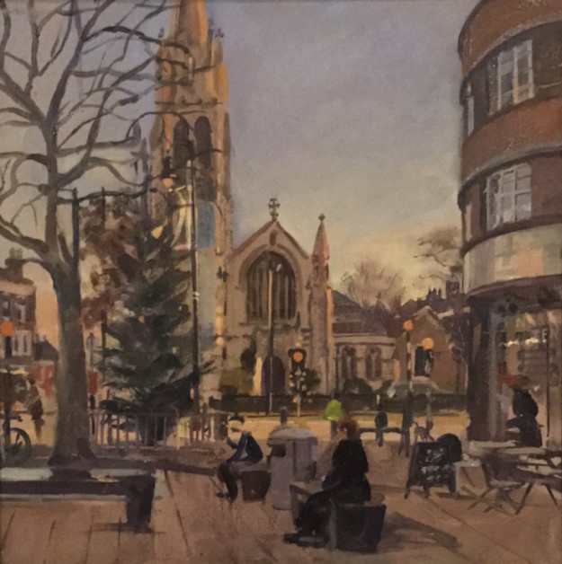 Muswell Hill Christmas Tree , Early December (12 x 12 ) £350 or £375 with double gilt frame Muswell Hill Christmas Tree , Early December (12 x 12 ) £350 or £375 with double gilt frame