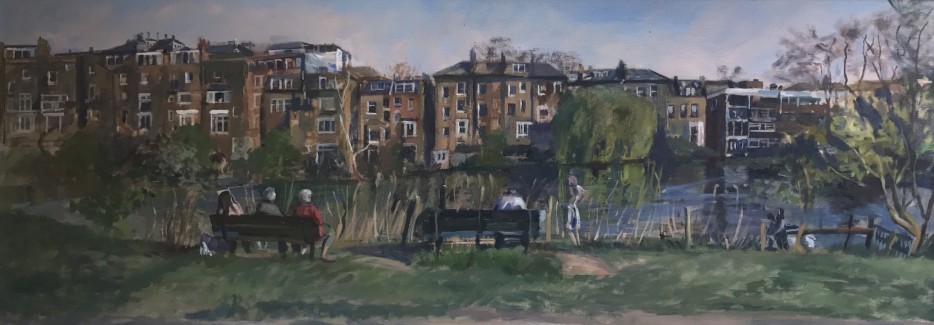 Hampstead Pond on an Overcast Day 16" X 20 SOLD