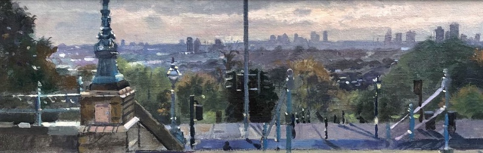 Panoramic View from Alexandra Palace Towards the City 8" x 24" (sold)