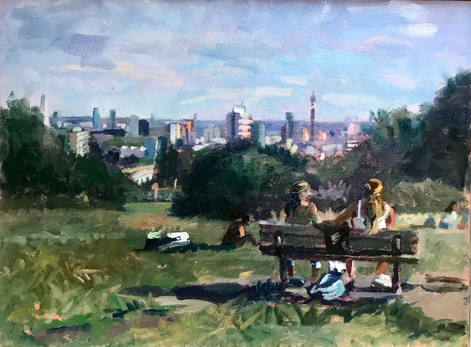 Two Portuguese Girls enjoying the View from Parliament Hill 12 x 16 (SOLD)