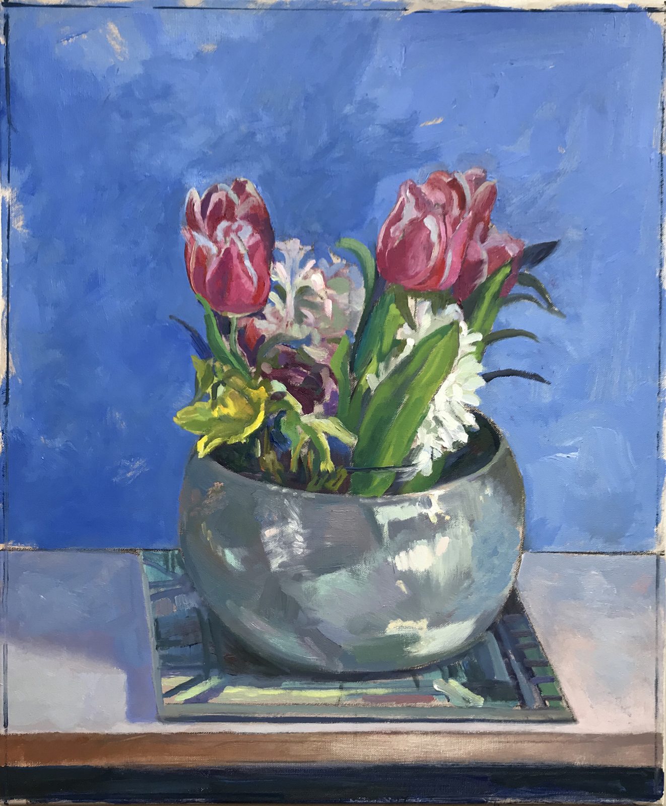 Spring Flowers in a Silver Bowl 20" x 24" Available £350