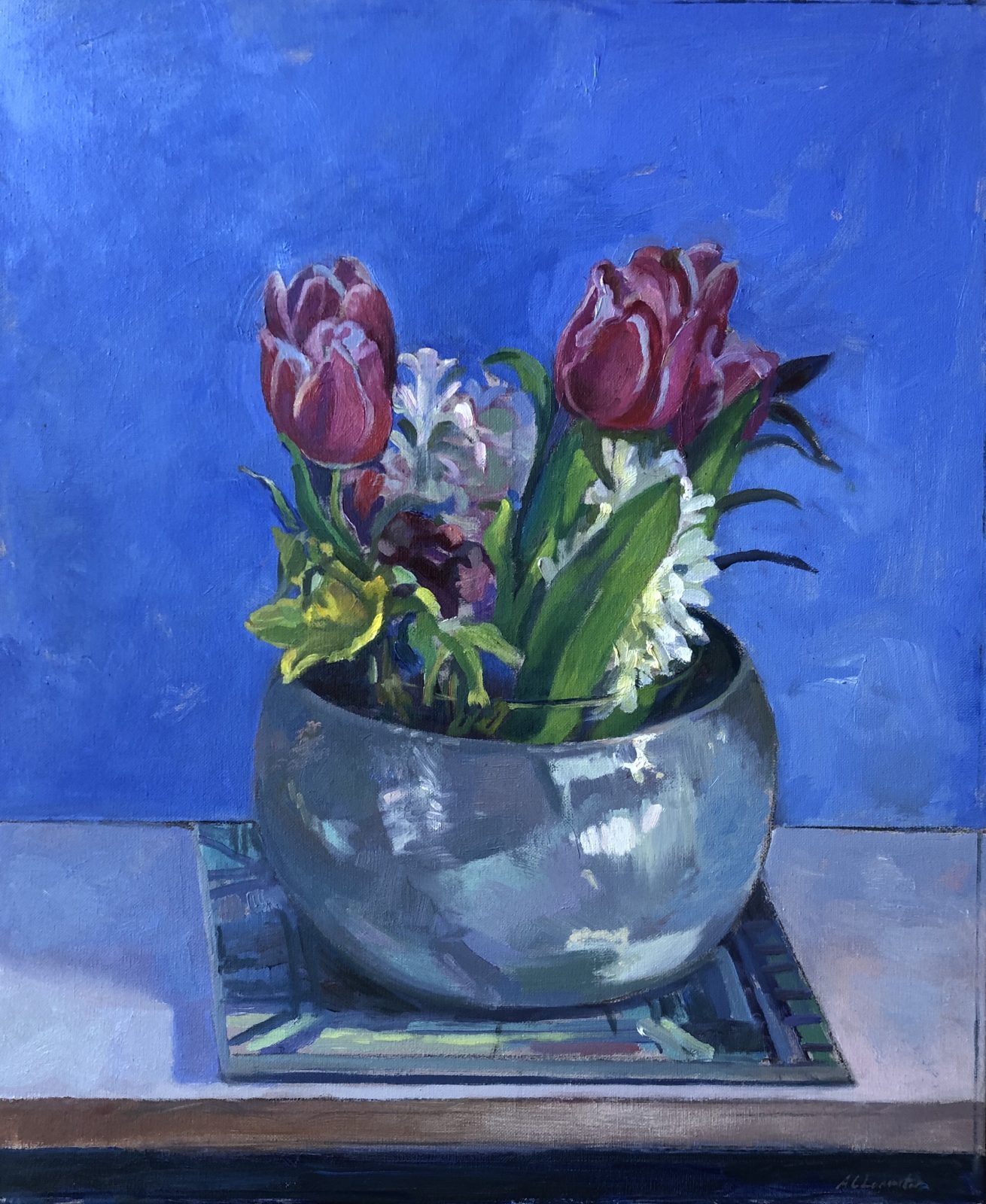 Tulips Against a Cobalt Background 20 x 24 (available)