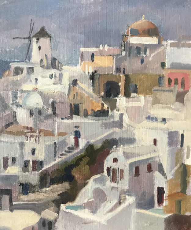 Windmill on Hillside Santorini 10 x 12(Available)