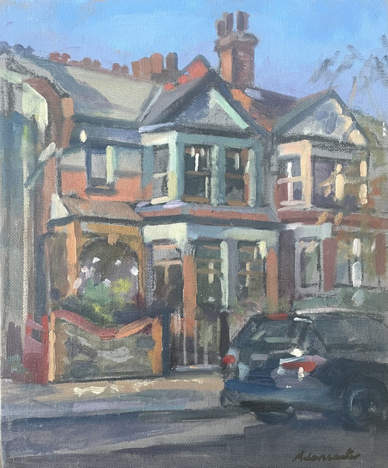 Green and Red Victorian House. Dukes Avenue 10" x 12" £450 (Sale price £250)