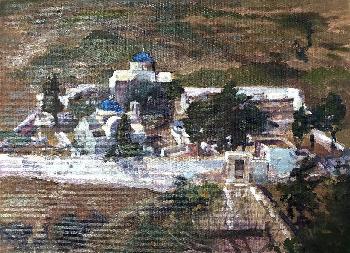 Two Churches in Castro< Sifnos 12" x 16" £575 (Sale price £350)